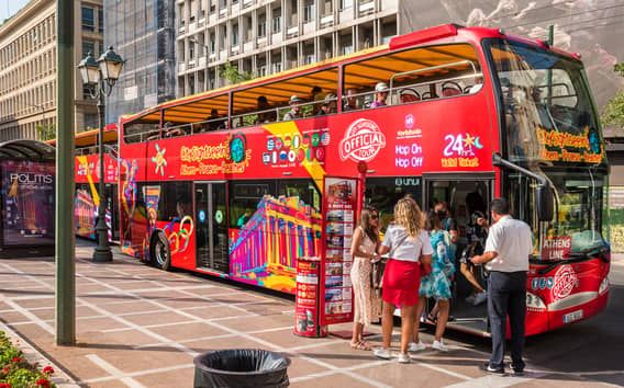 Athènes : Visite guidée de la ville en bus avec montée et descente rapides